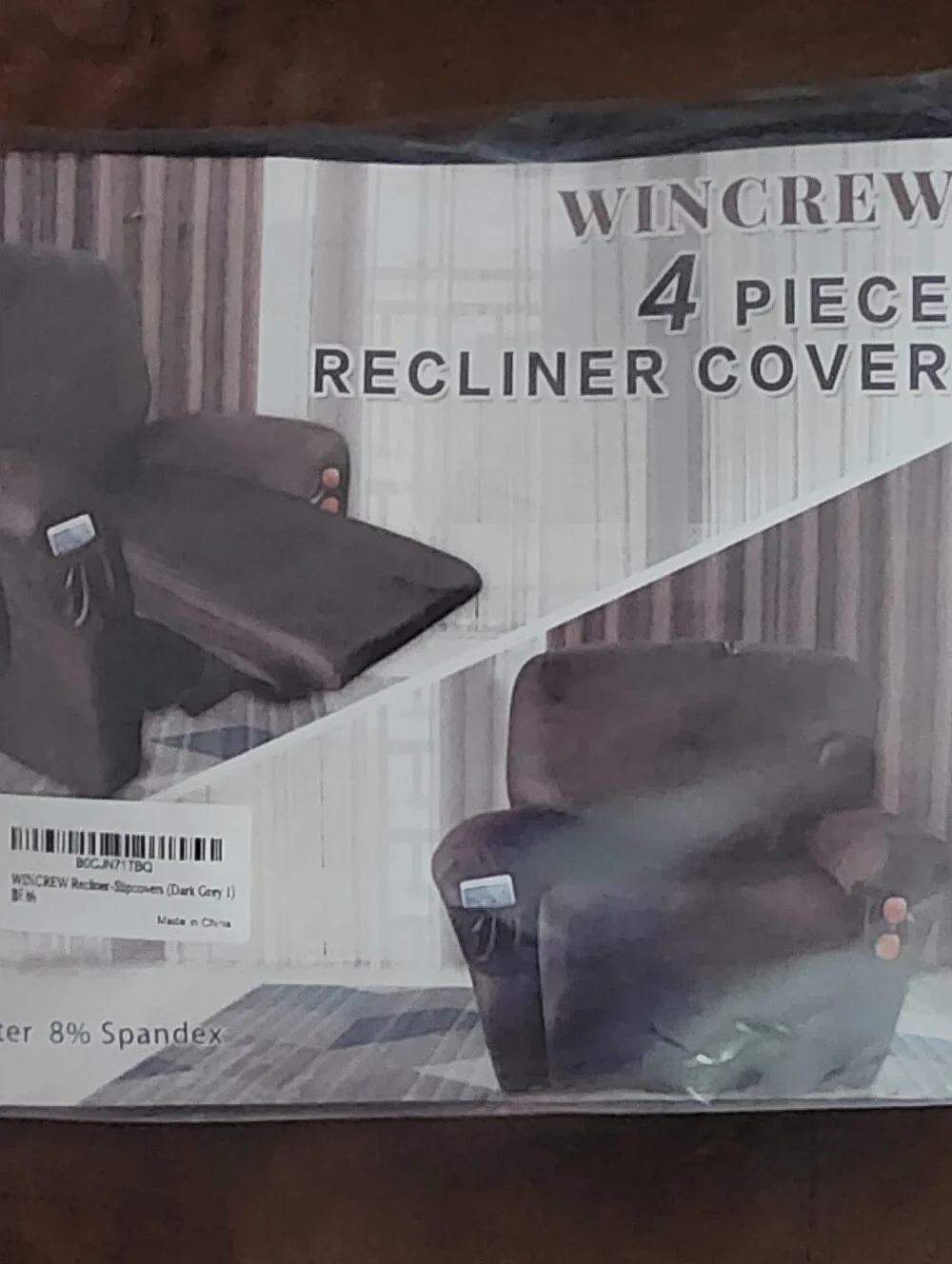 New 4-Piece Recliner Cover in Dark Gray